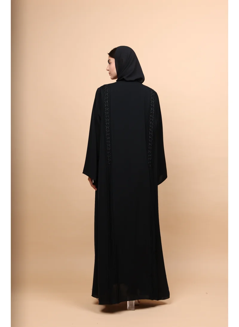 اكسا عباية مفتوحة الخياطة بتصميم النفاث السماوي